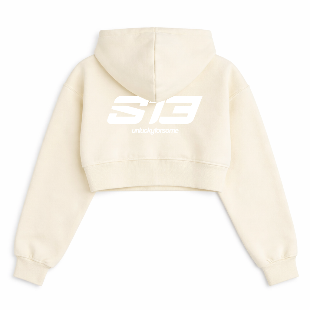 Women's Cropped Oversized Zip Hoodie – Cream