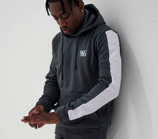 Grey White Tape Tracksuit Hoodie