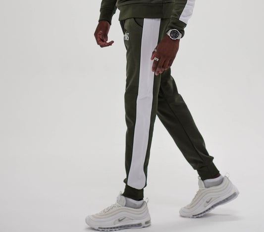 Khaki White Tape Tracksuit Joggers