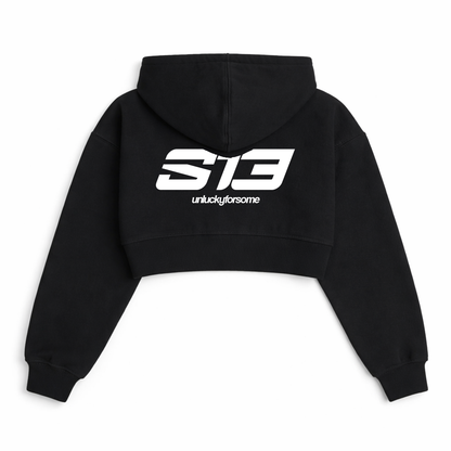 Women's Cropped Oversized Zip Hoodie – Black