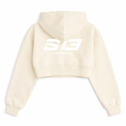 Women's Cropped Oversized Zip Hoodie – Cream