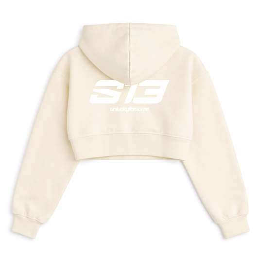 Women's Cropped Oversized Zip Hoodie – Cream