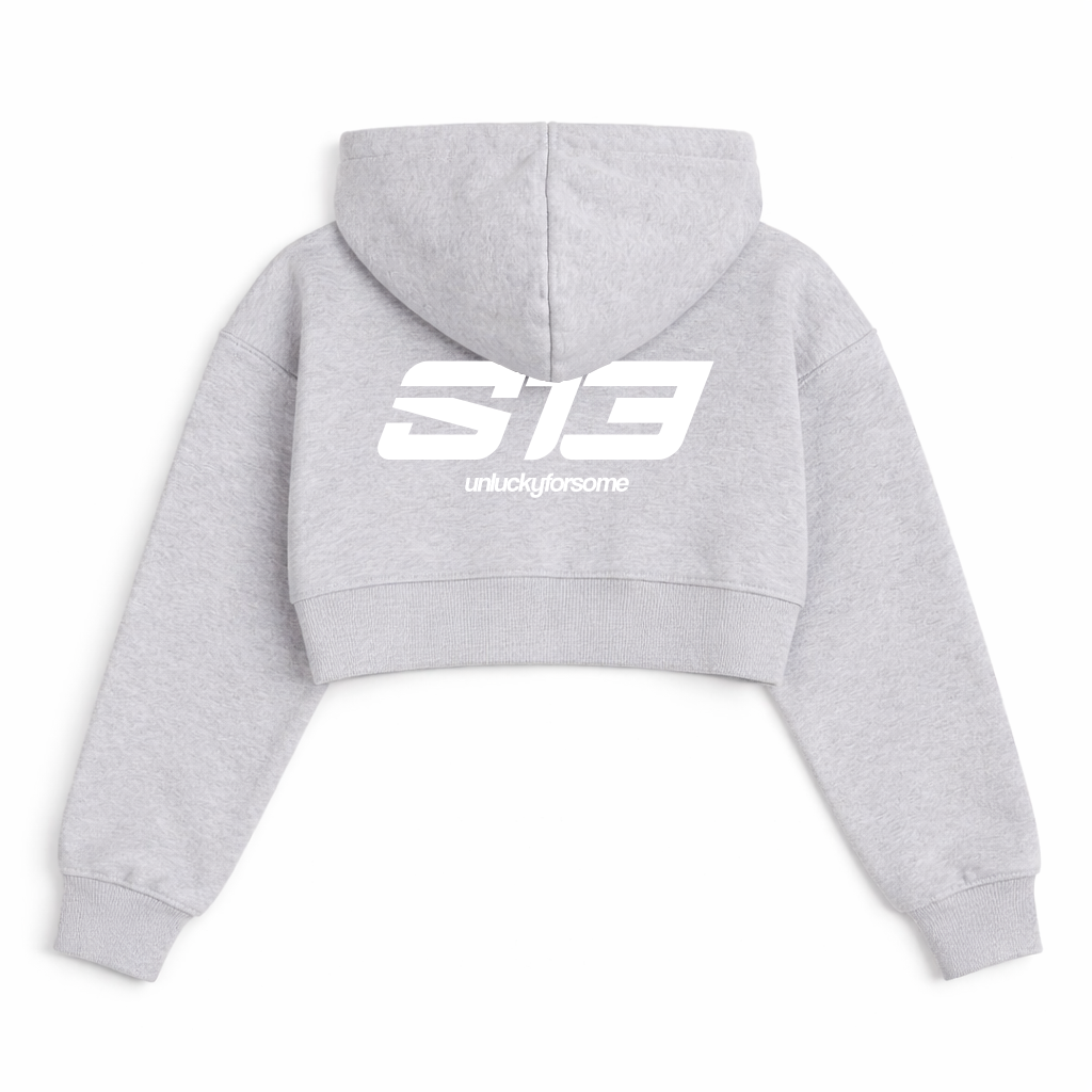 Women's Cropped Oversized Zip Hoodie – Grey