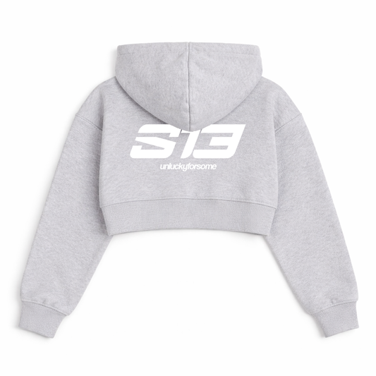 Women's Cropped Oversized Zip Hoodie – Grey