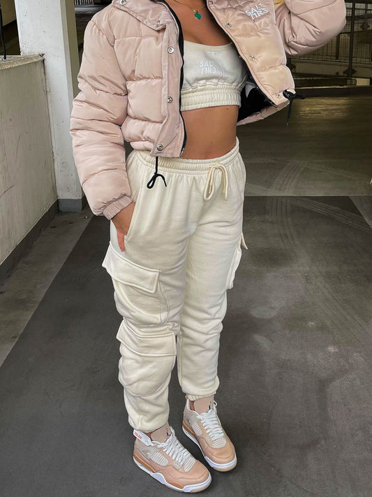 Woman's Beige Cargo Joggers