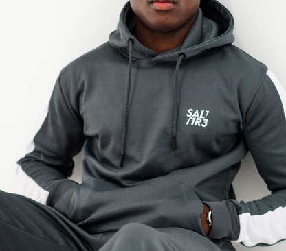 Grey White Tape Tracksuit Hoodie