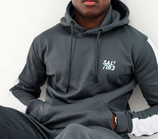 Grey White Tape Tracksuit Hoodie