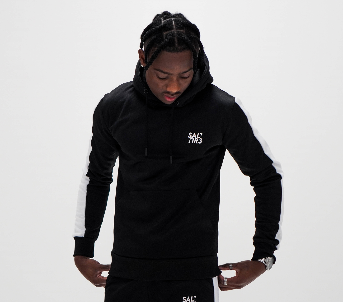 Black White Tape Tracksuit Hoodie