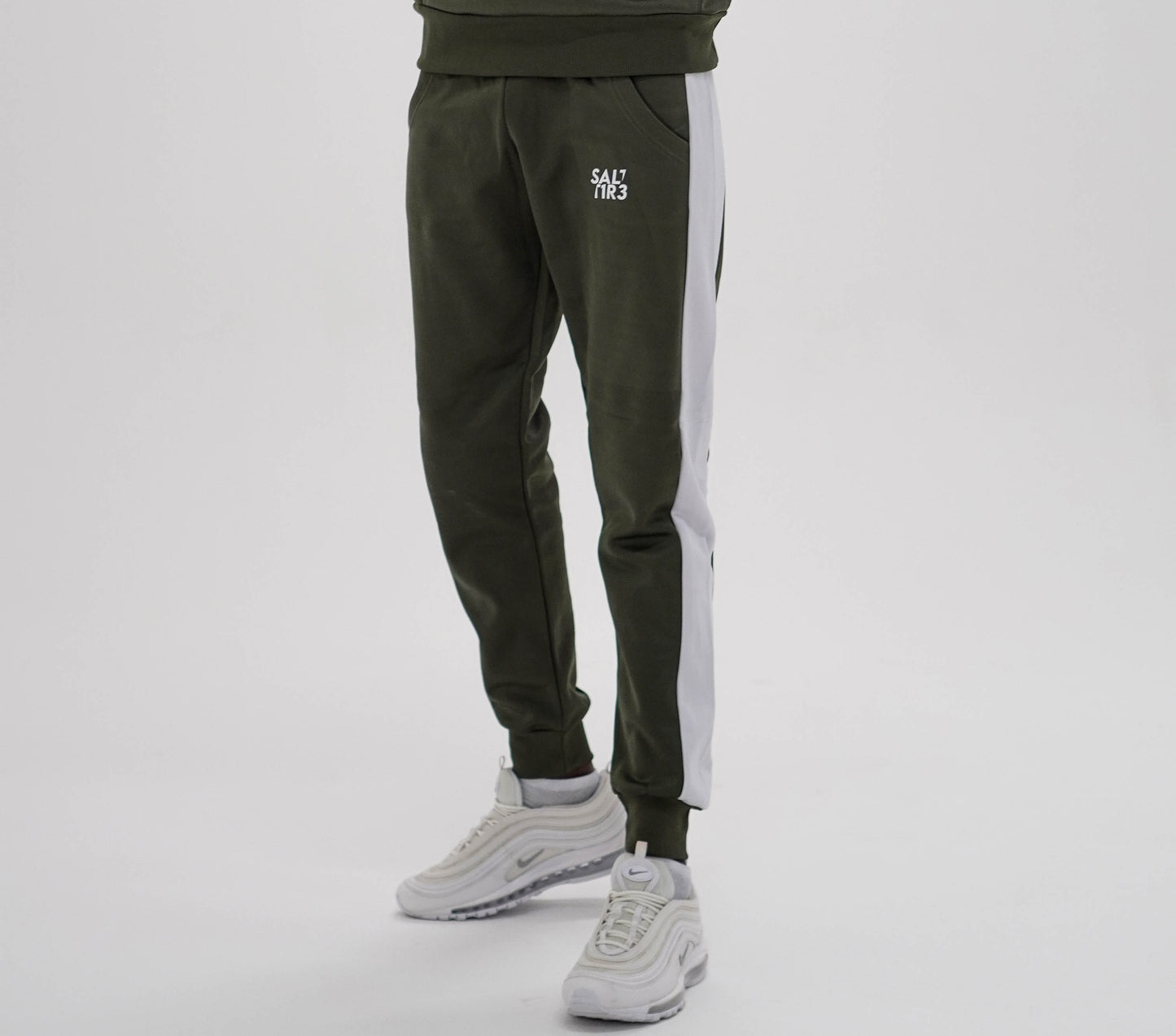 Khaki White Tape Tracksuit Joggers