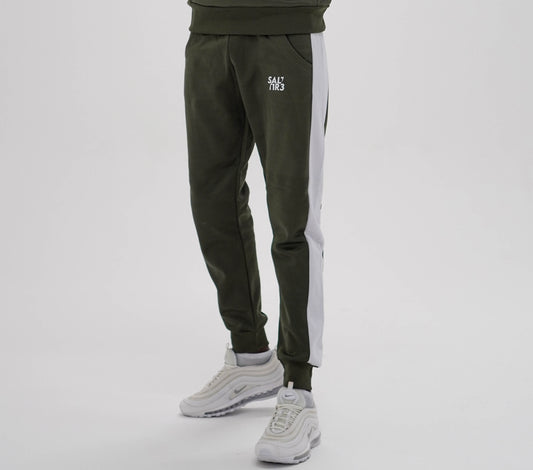 Khaki White Tape Tracksuit Joggers