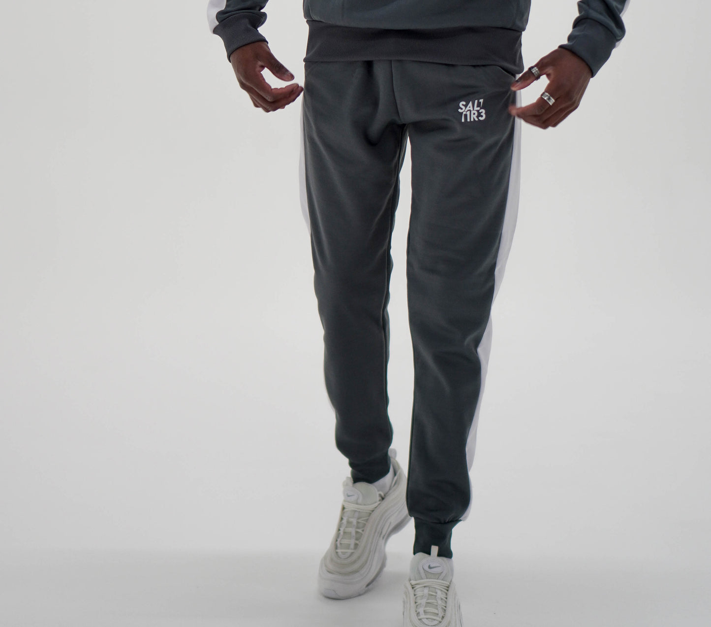 Grey White Tape Tracksuit Joggers