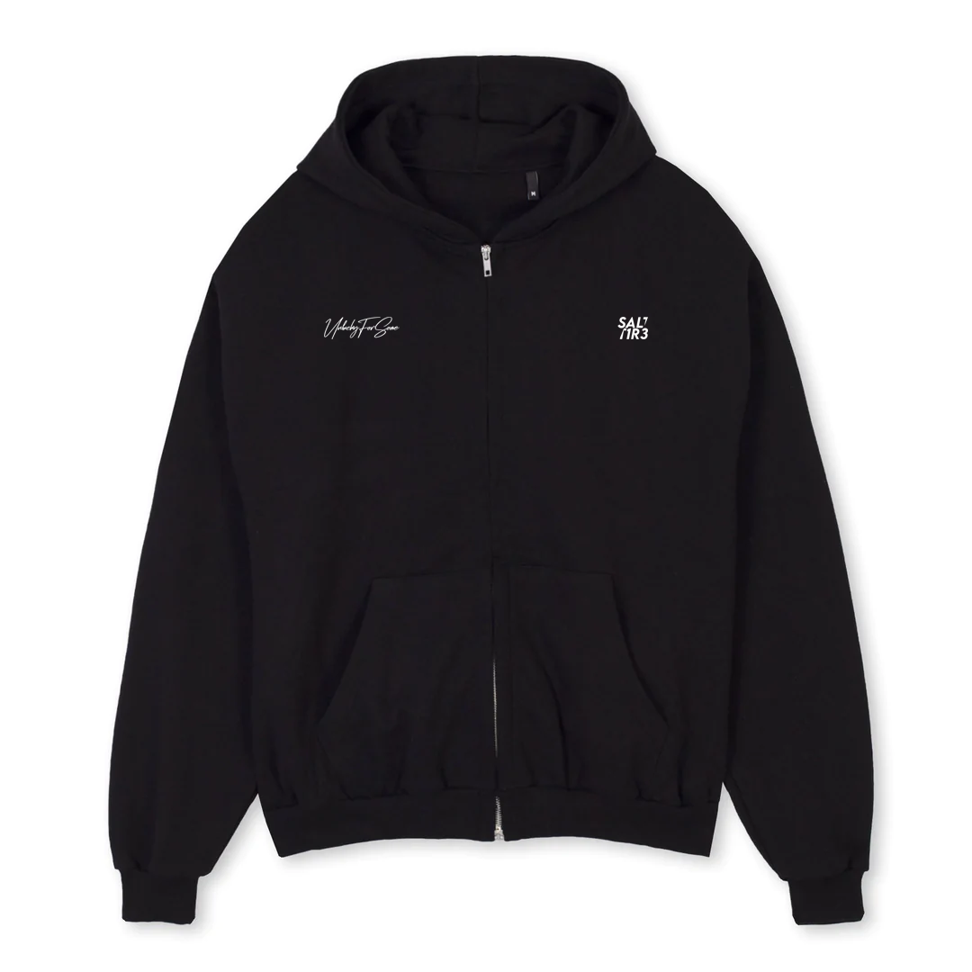 Black Signature Zipped Hoodie