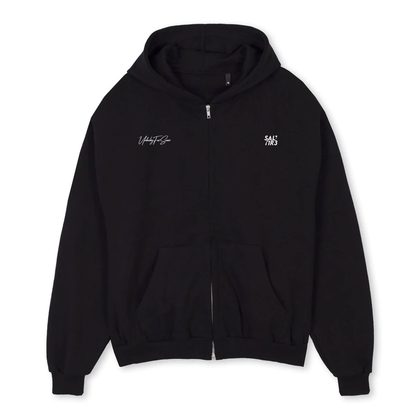 Black Signature Zipped Hoodie