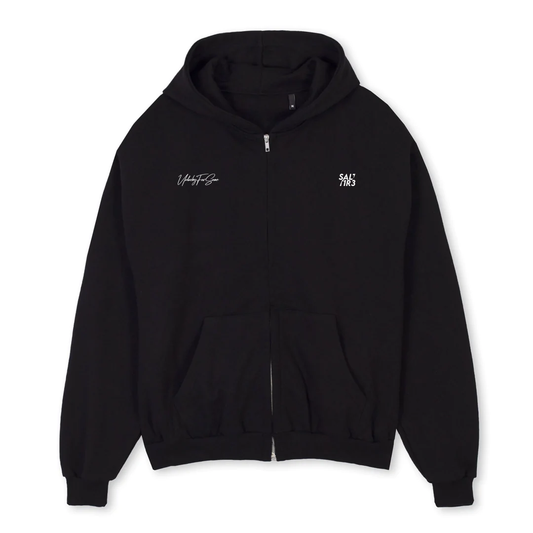 Black Signature Zipped Hoodie