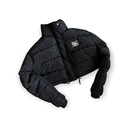 Woman's Black Cropped Puffer