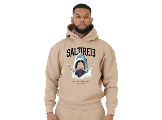 Shark Graphic Beige Hoodie